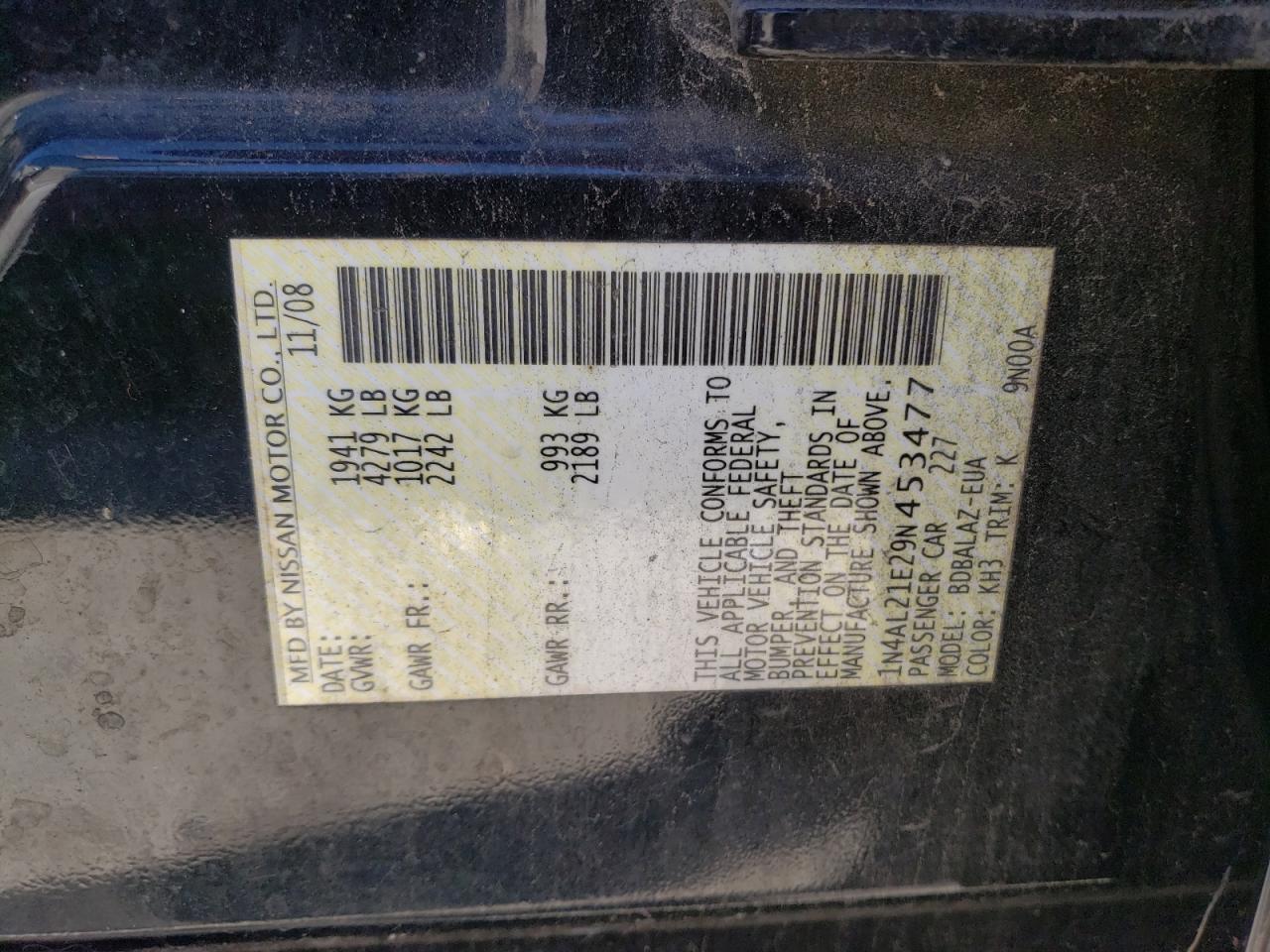 2009 NISSAN ALTIMA