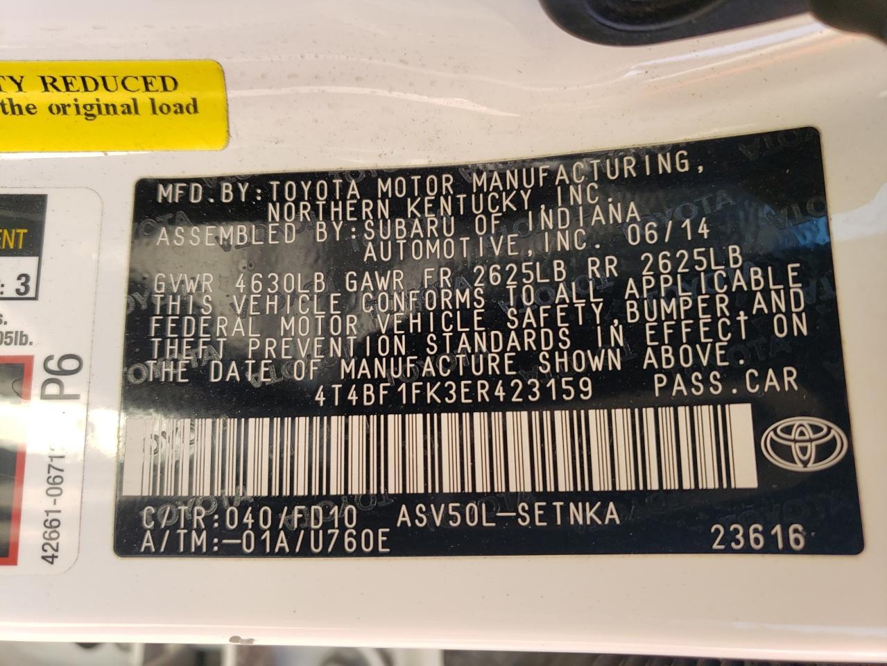 2014 TOYOTA CAMRY