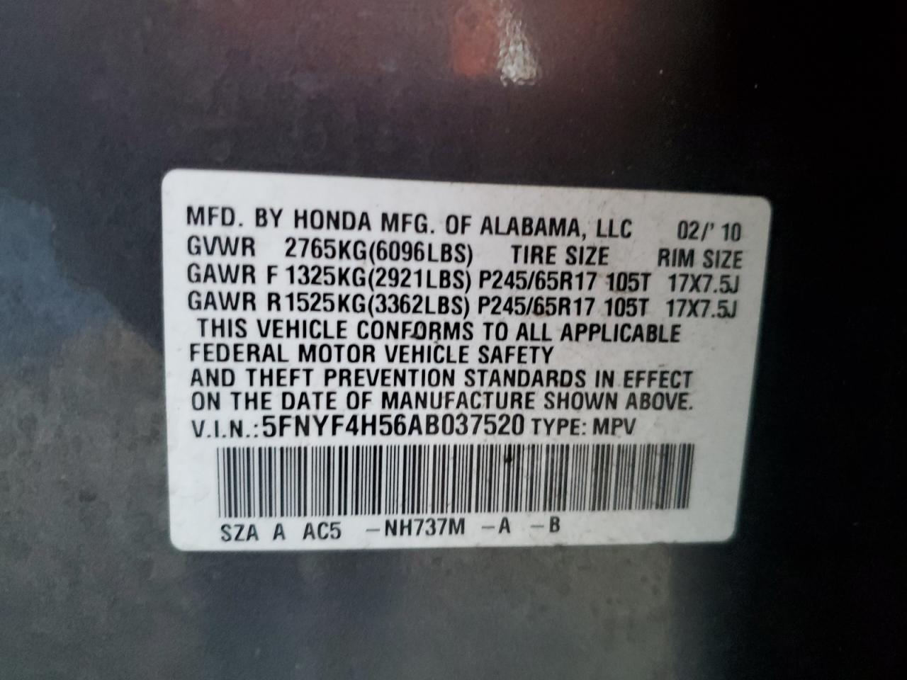 2010 HONDA PILOT