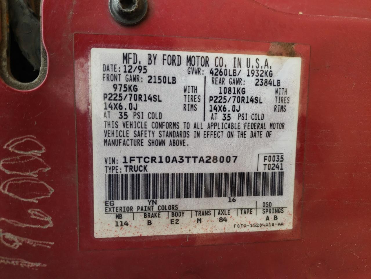 1996 FORD RANGER