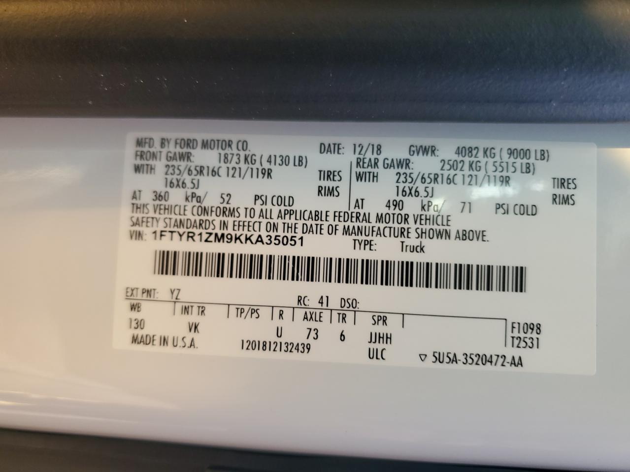 2019 FORD Transit