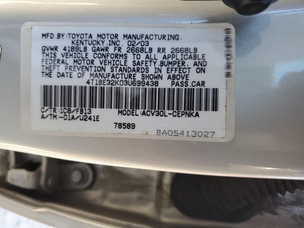 2003 TOYOTA CAMRY