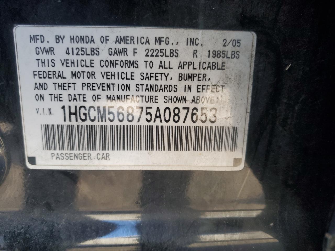 2005 HONDA ACCORD