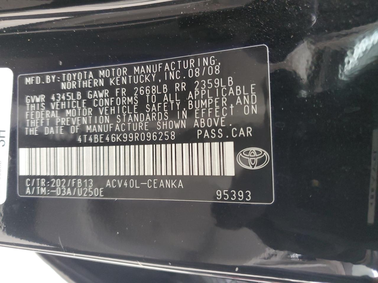 2009 TOYOTA CAMRY