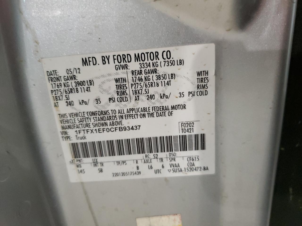 2012 FORD F-150
