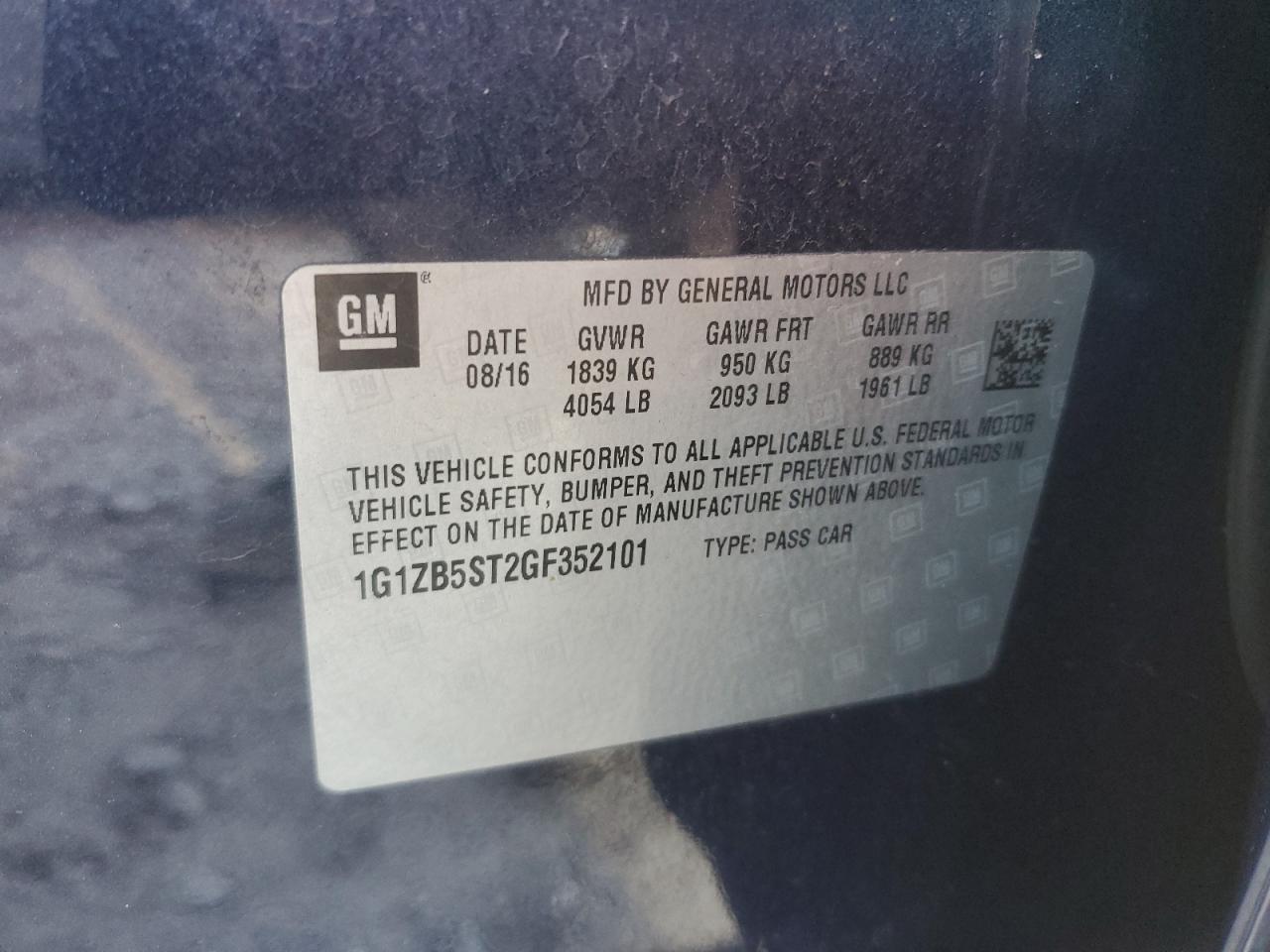 2016 CHEVROLET 1.5t