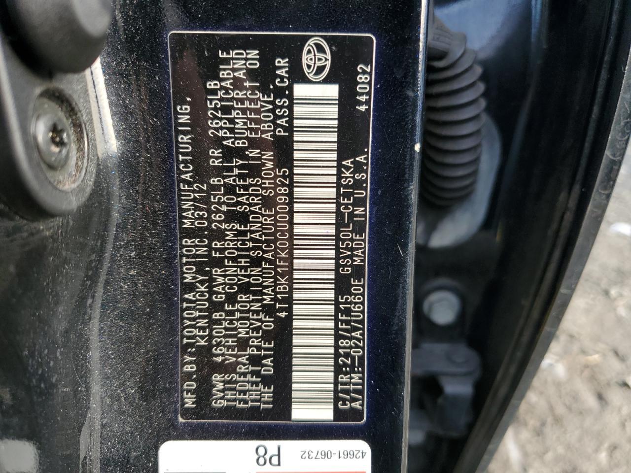 2012 TOYOTA CAMRY