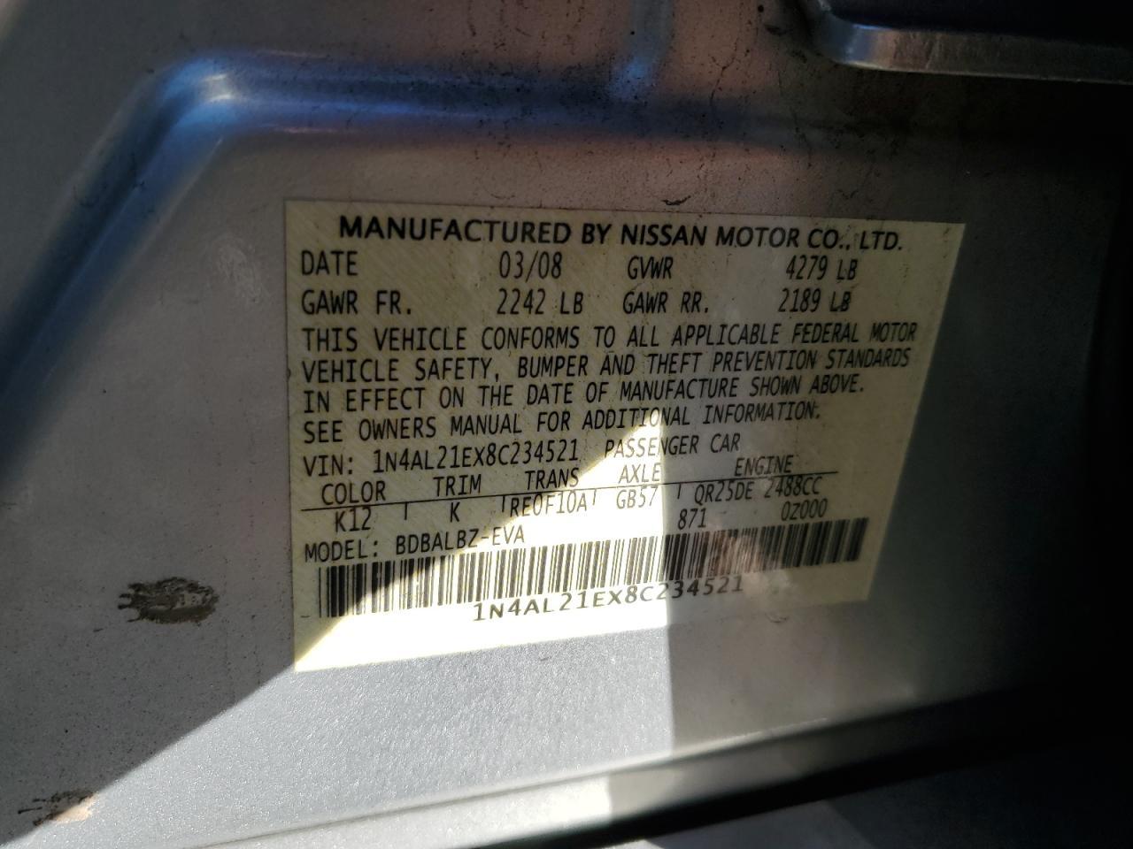 2008 NISSAN ALTIMA