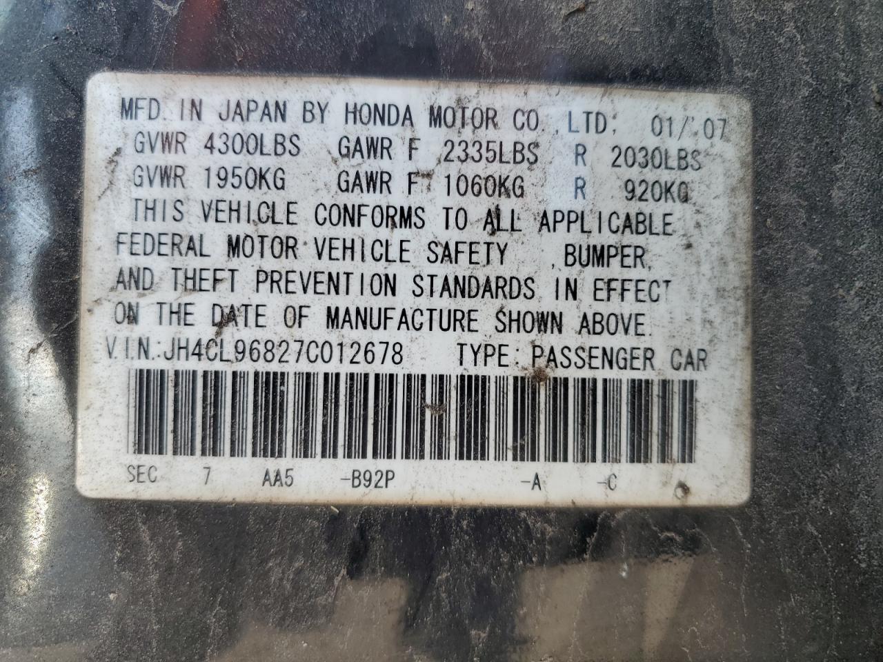 2007 ACURA TSX