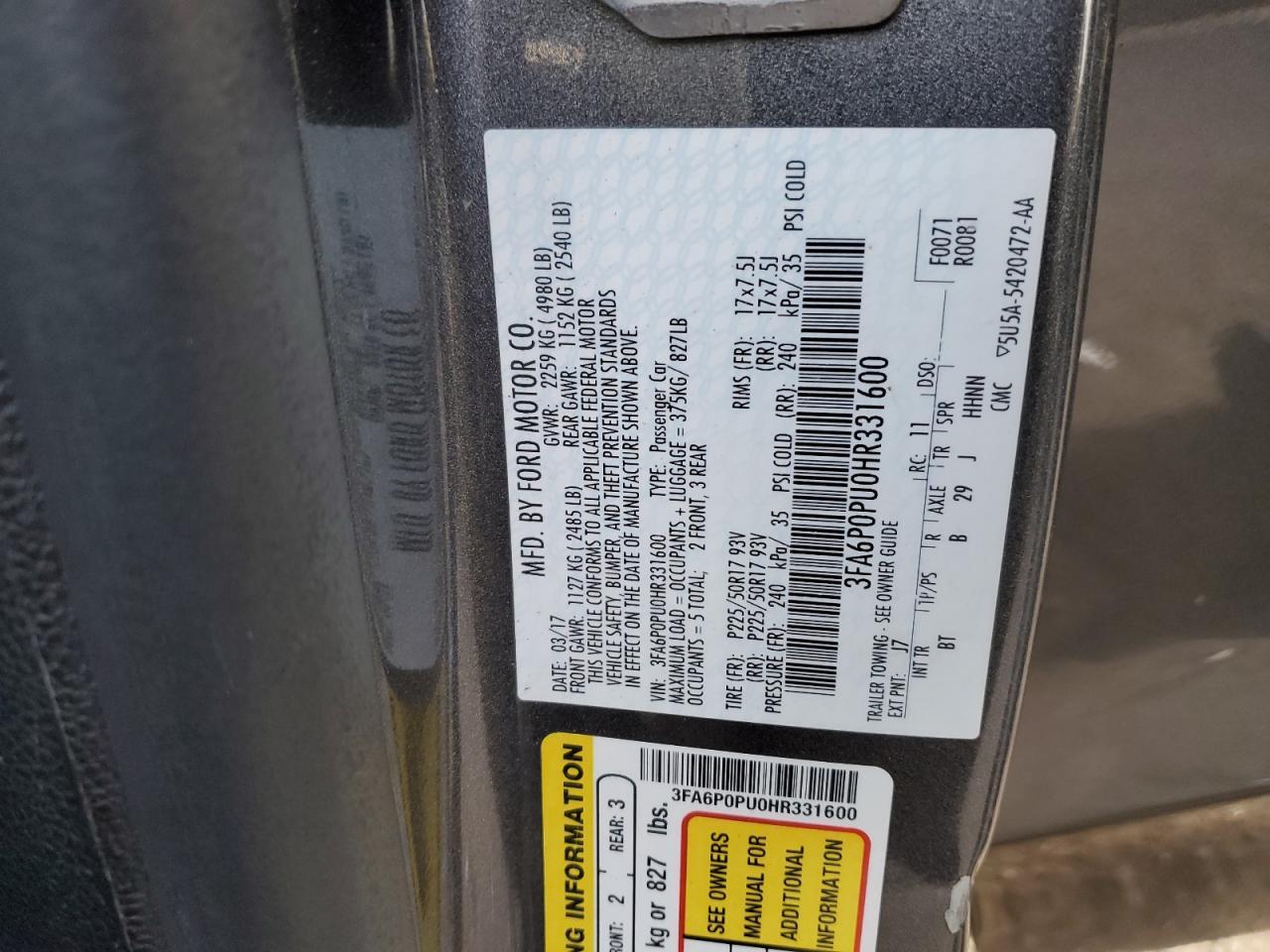 2017 FORD FUSION