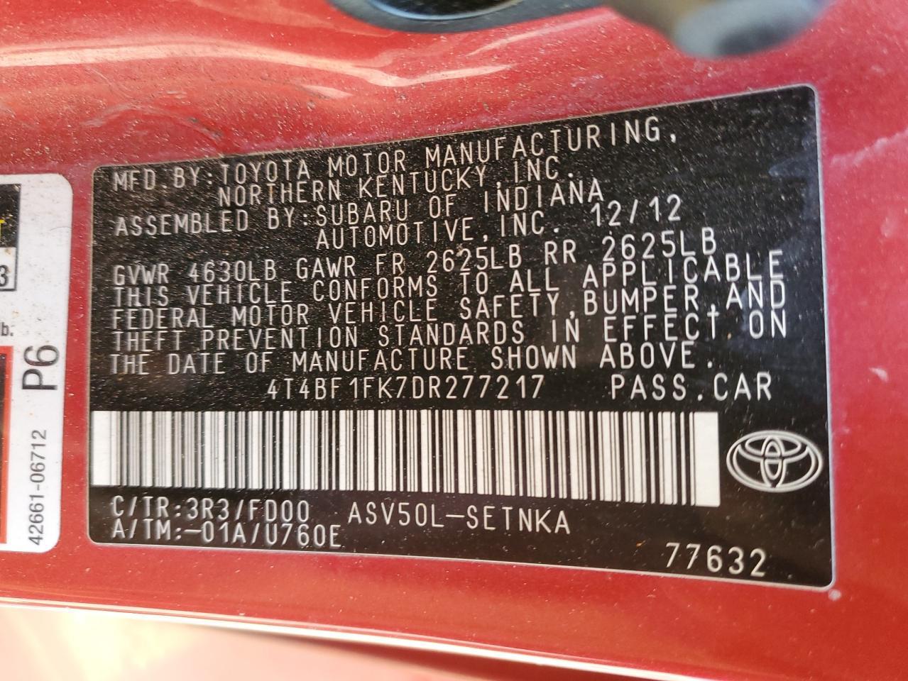 2013 TOYOTA CAMRY