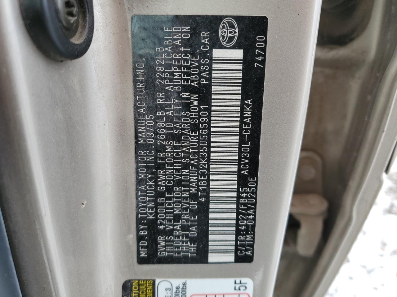 2005 TOYOTA CAMRY