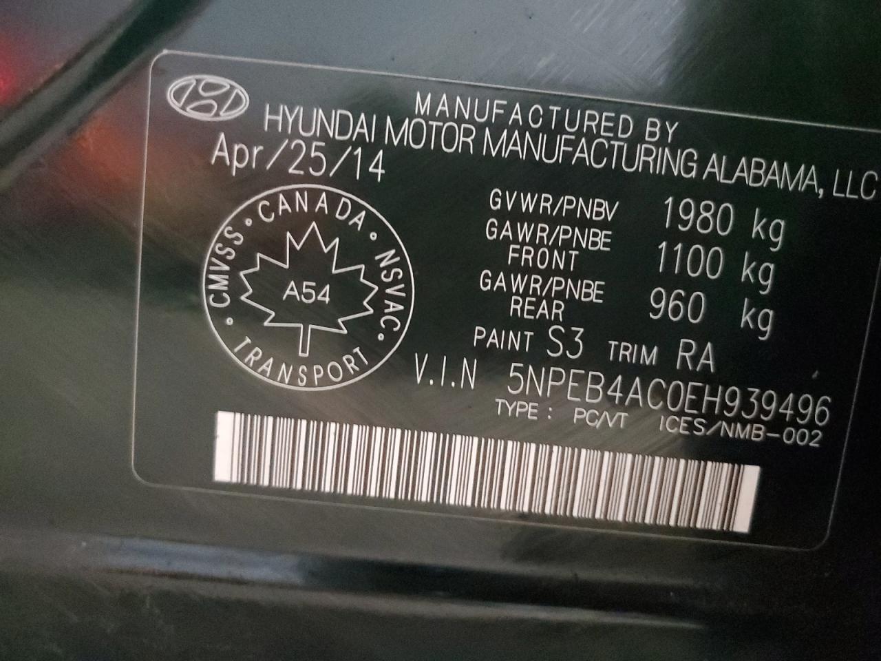 2014 HYUNDAI SONATA