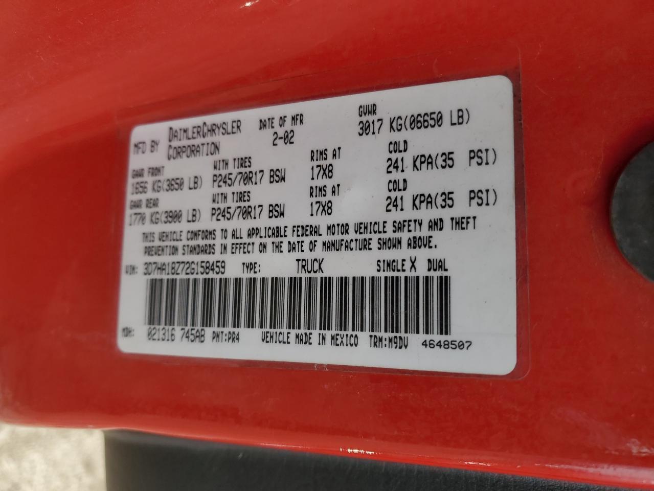 2002 DODGE RAM 1500
