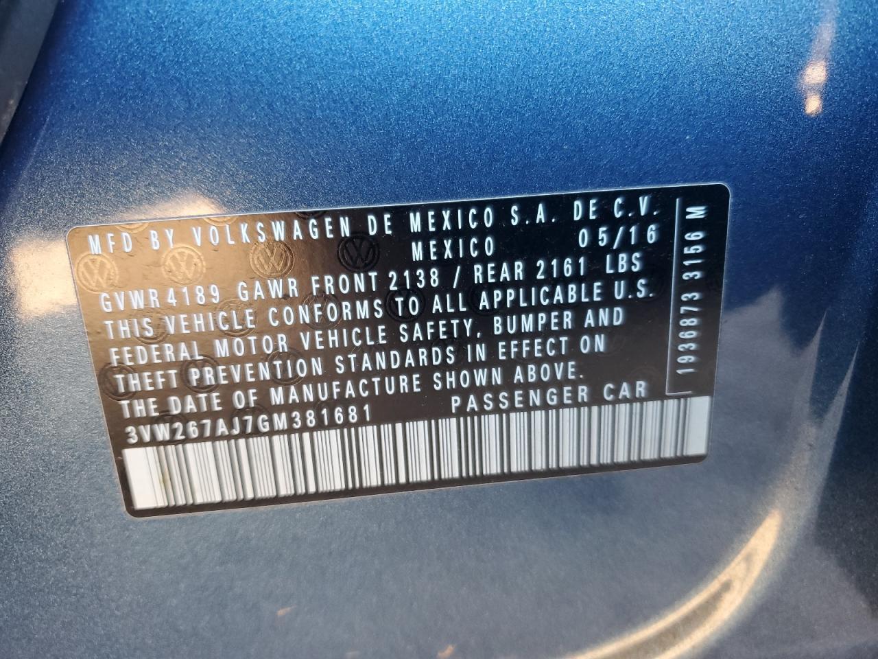 2016 VOLKSWAGEN JETTA