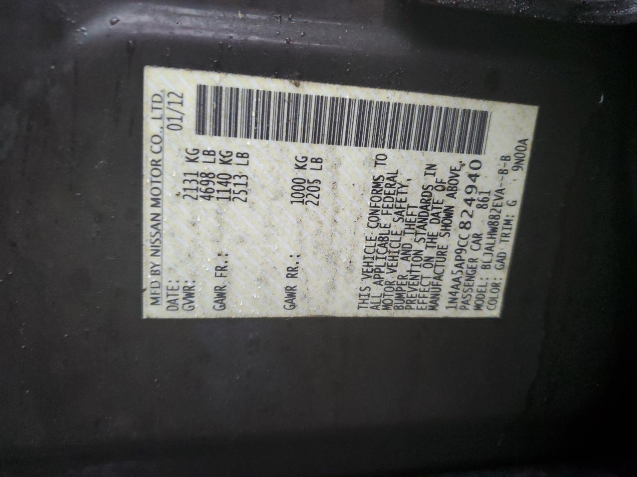2012 NISSAN Maxima