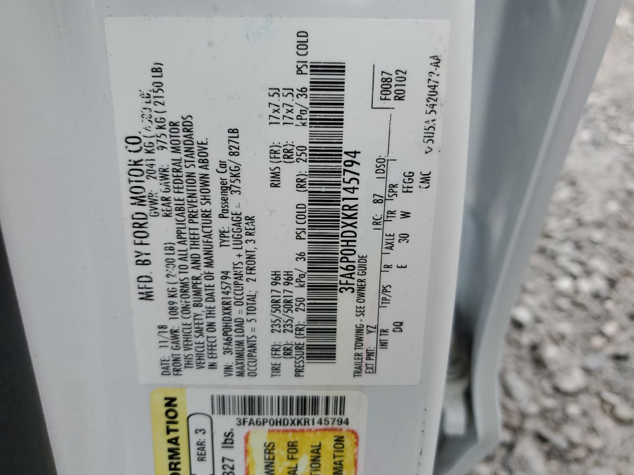 2019 FORD FUSION
