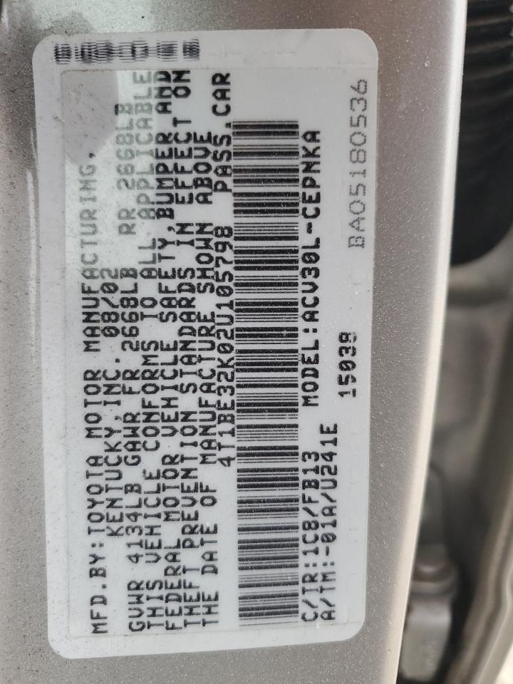 2002 TOYOTA CAMRY