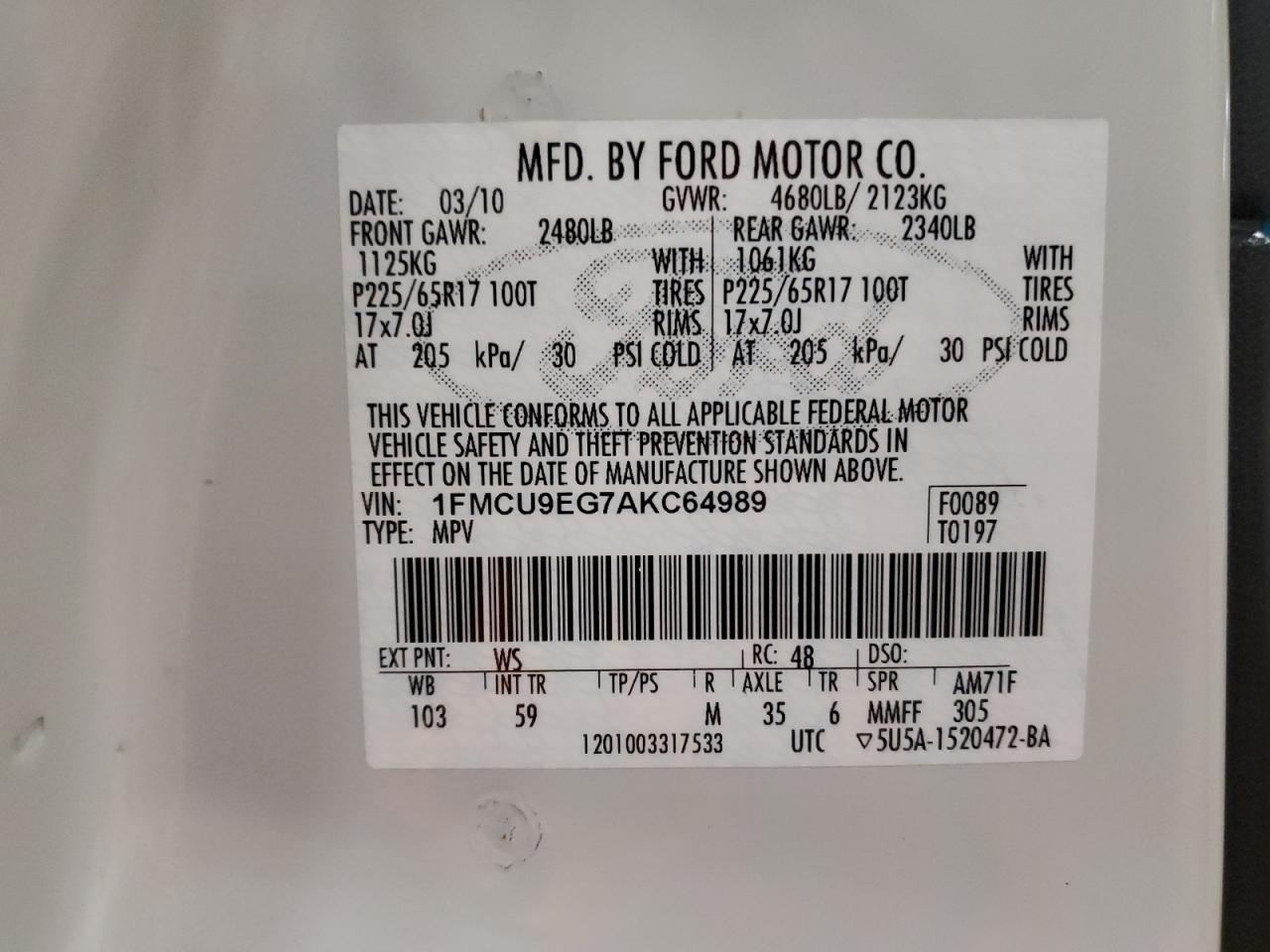 2010 FORD ESCAPE