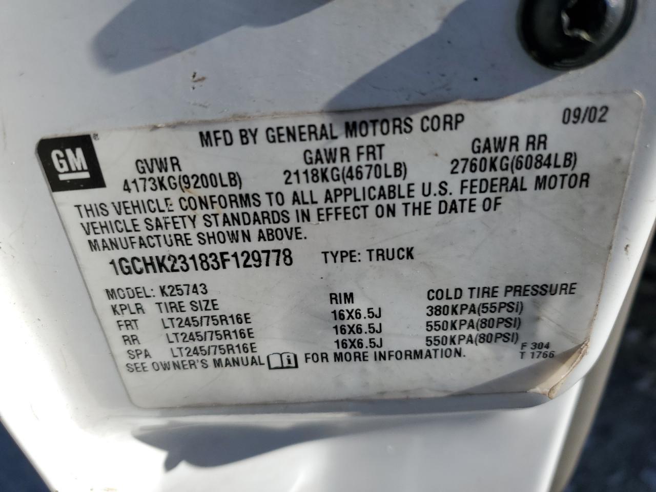 2003 CHEVROLET Silverado