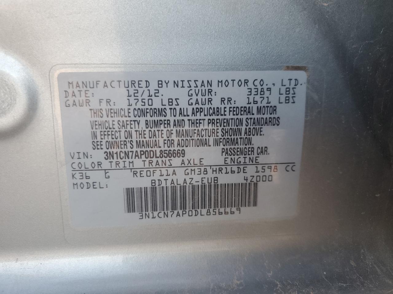 2013 NISSAN VERSA