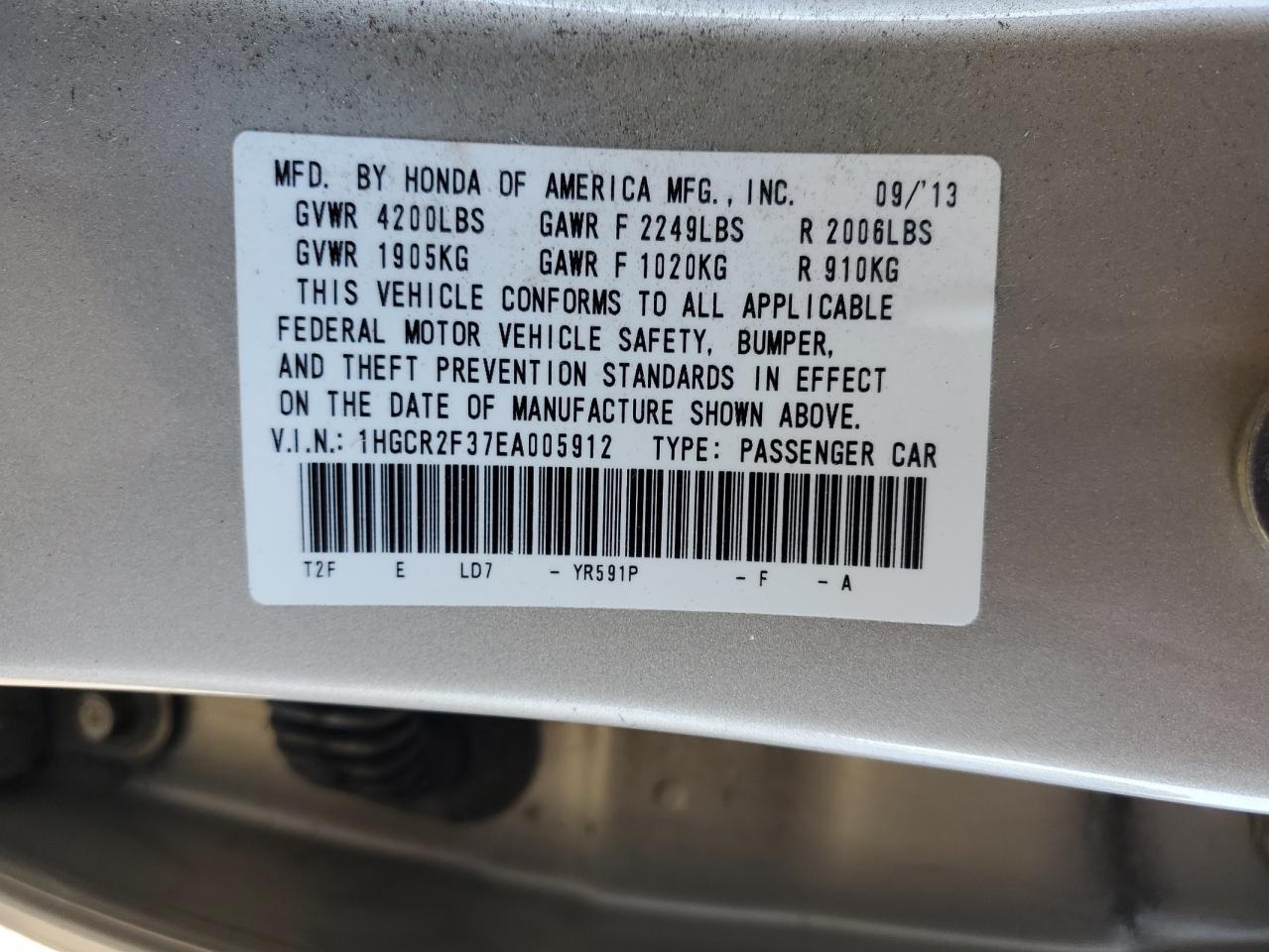 2014 HONDA ACCORD