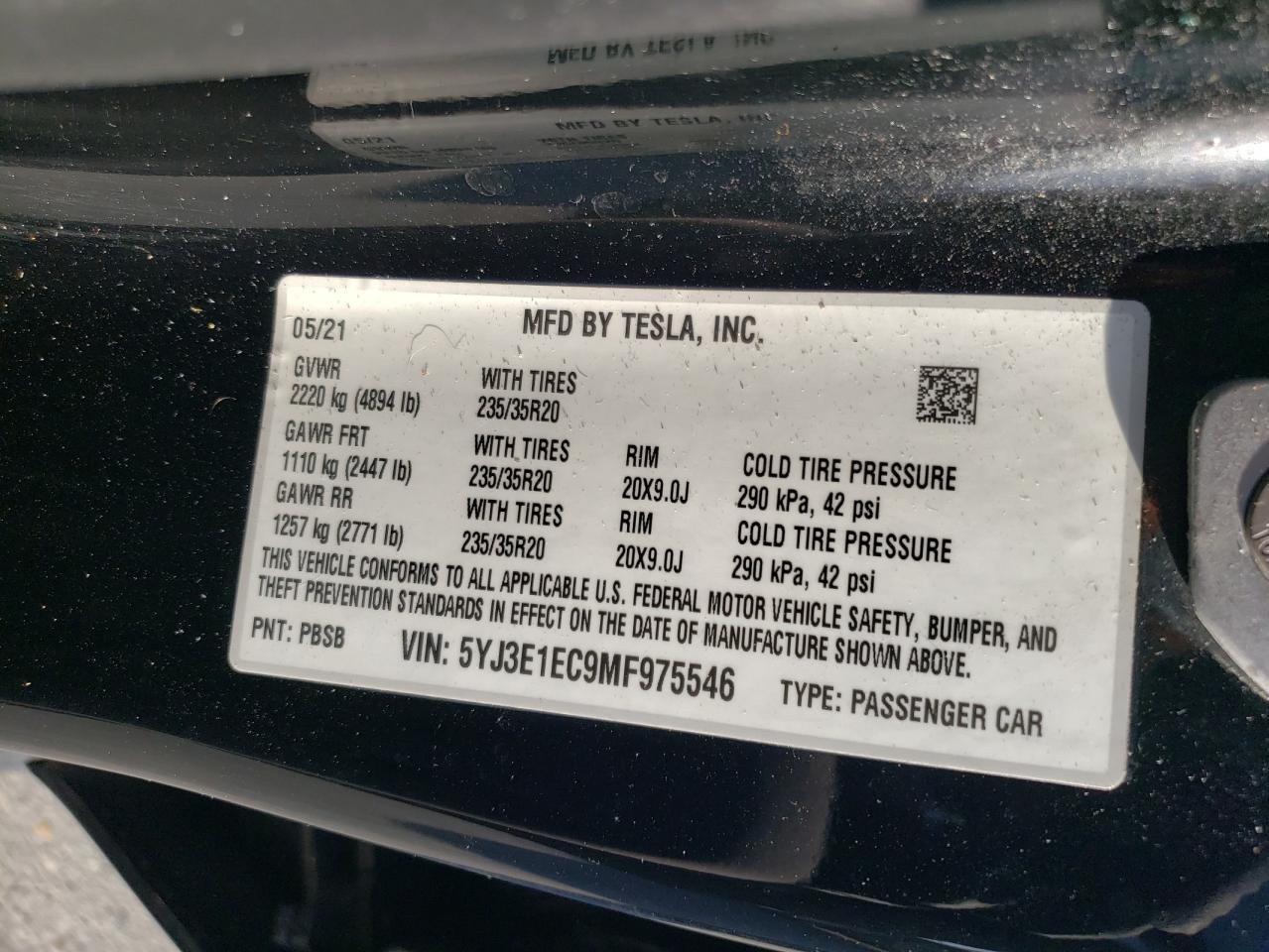 2021 TESLA MODEL 3