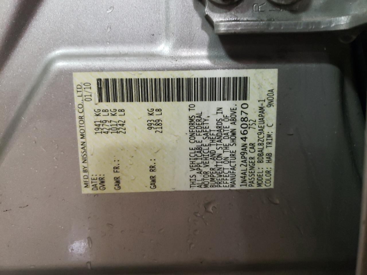 2010 NISSAN ALTIMA