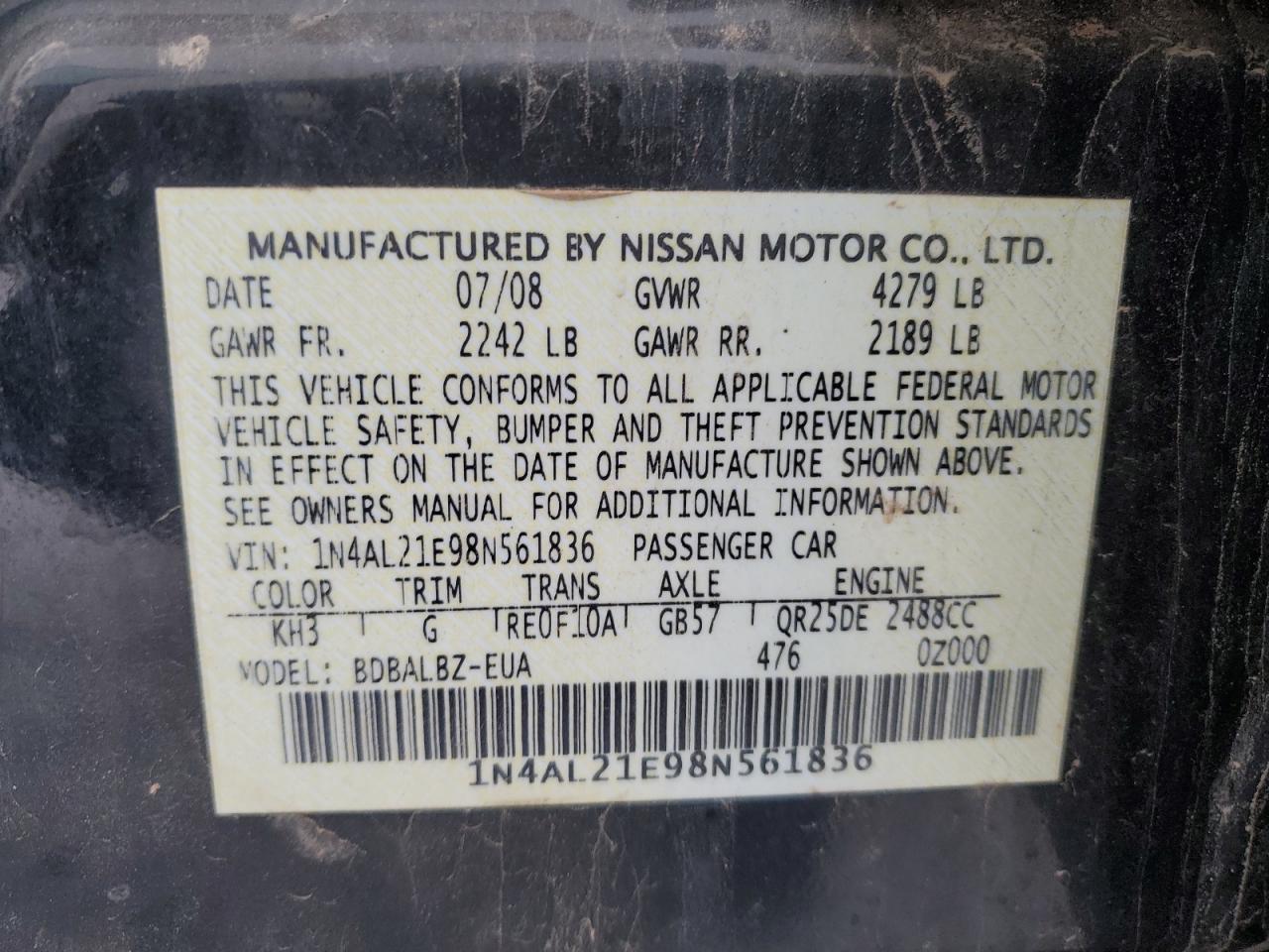 2008 NISSAN ALTIMA