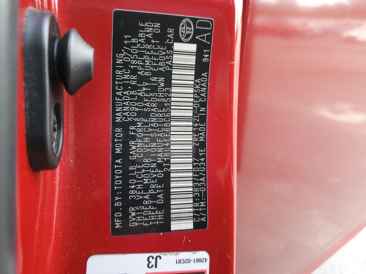2011 TOYOTA COROLLA