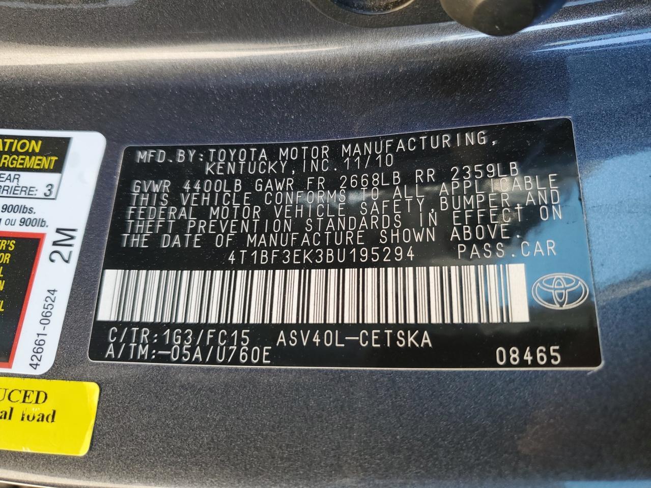 2011 TOYOTA CAMRY
