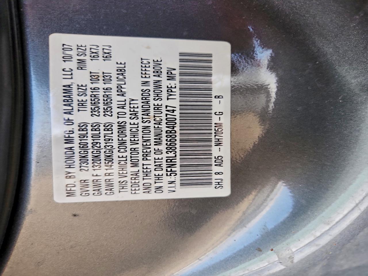 2008 HONDA ODYSSEY
