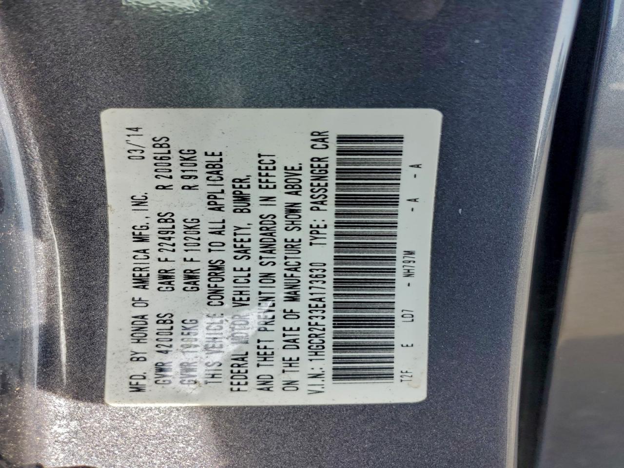 2014 HONDA ACCORD