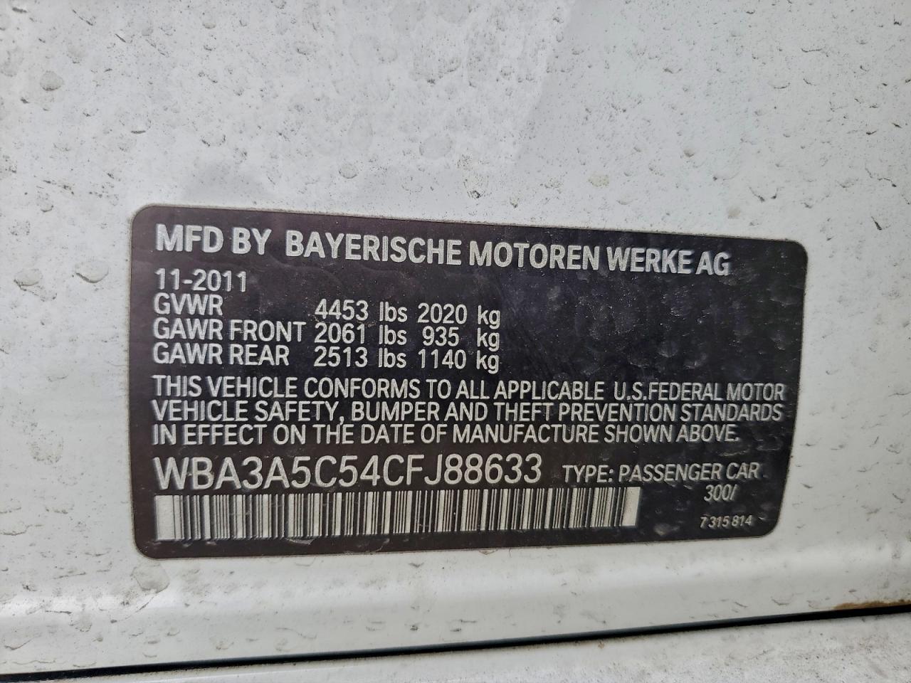 2012 BMW 3 SERIES