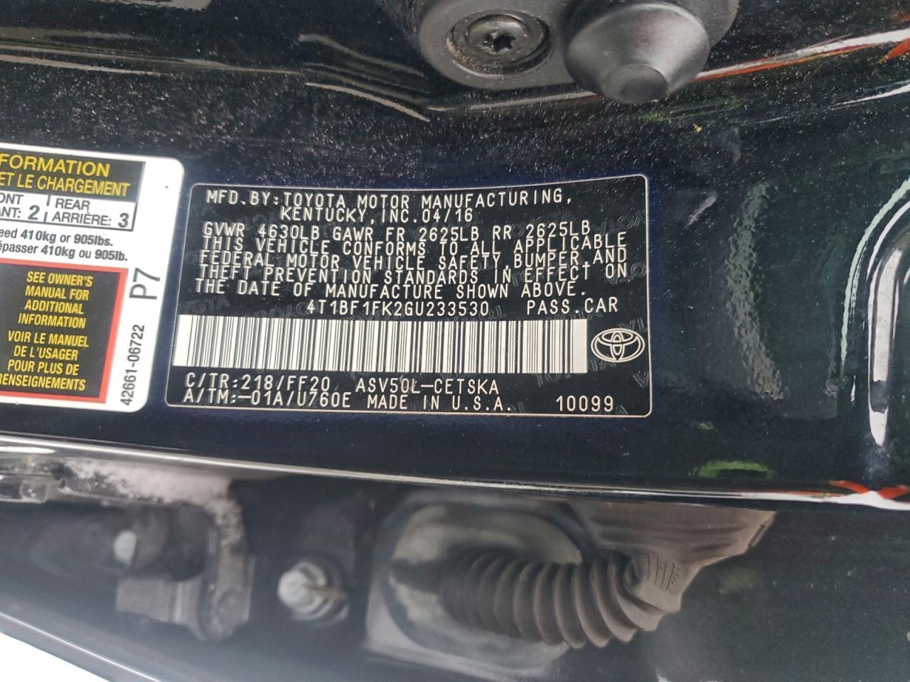 2016 TOYOTA CAMRY