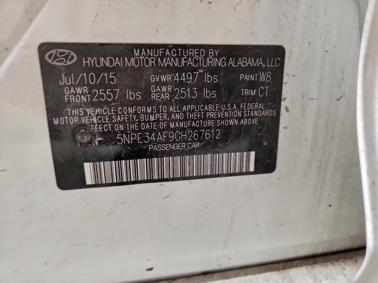 2016 HYUNDAI SONATA
