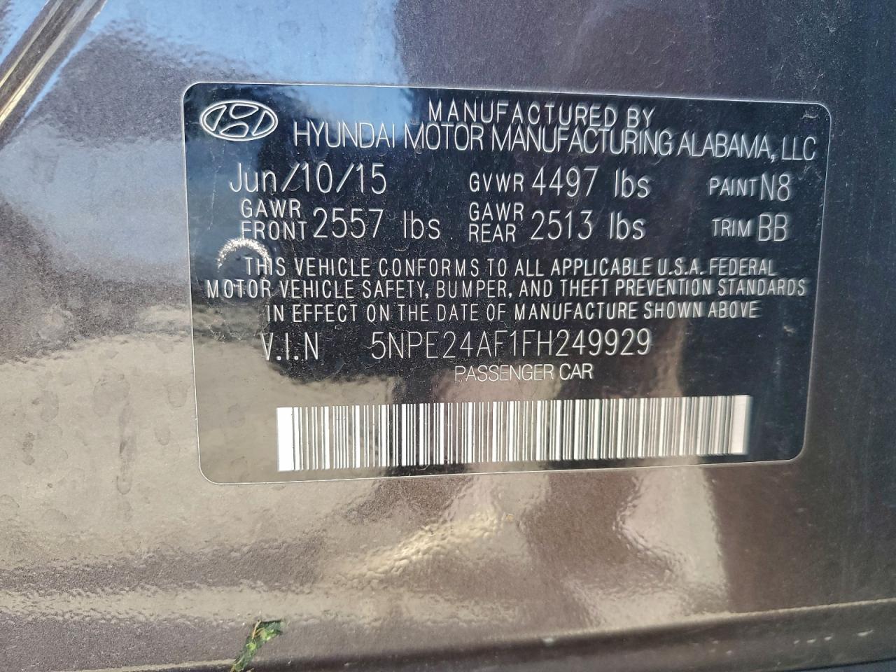 2015 HYUNDAI SONATA