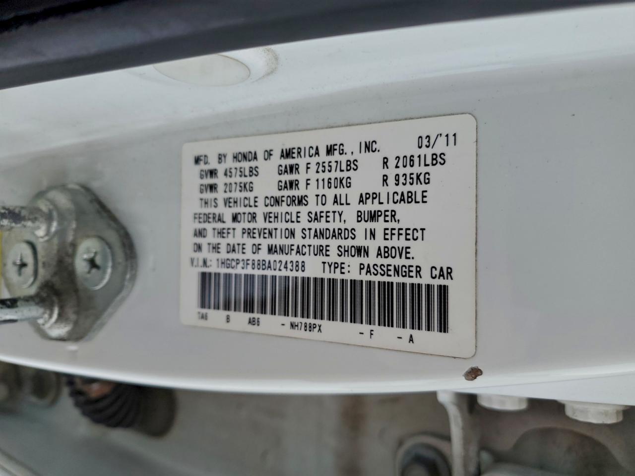 2011 HONDA ACCORD
