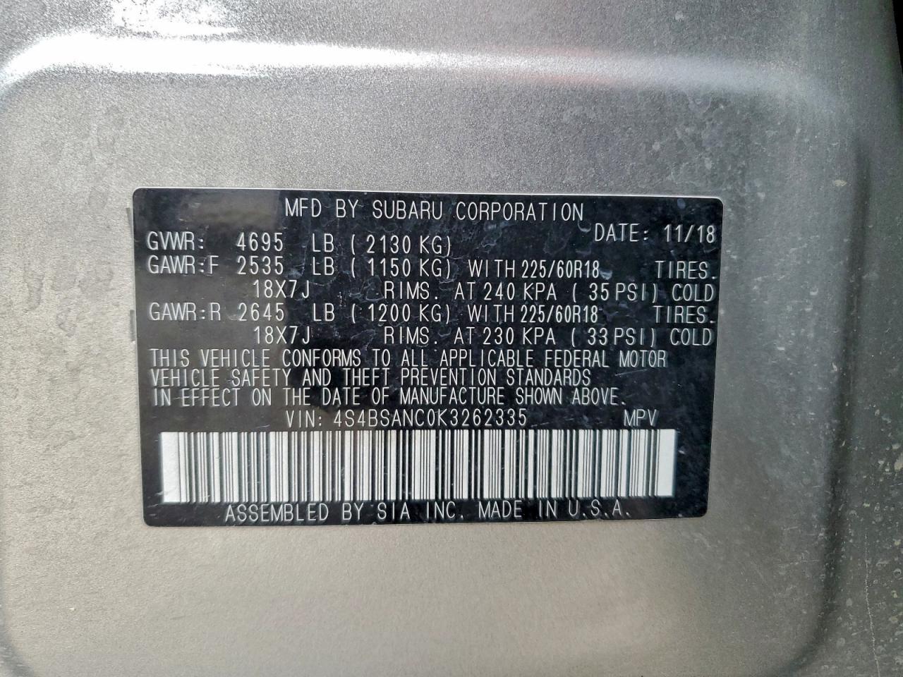 2019 SUBARU Outback