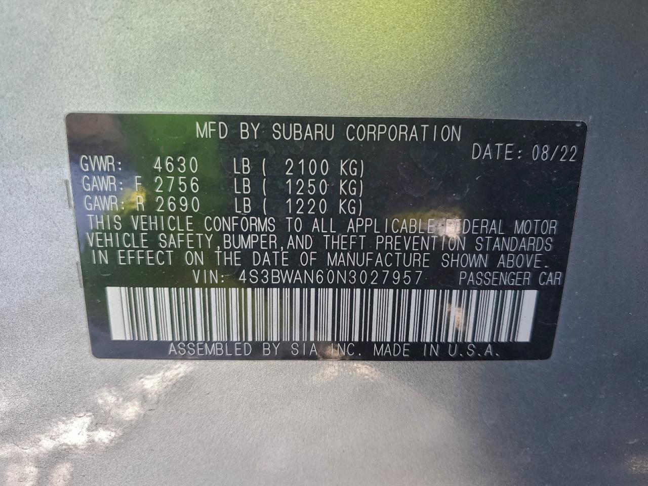 2022 SUBARU Legacy
