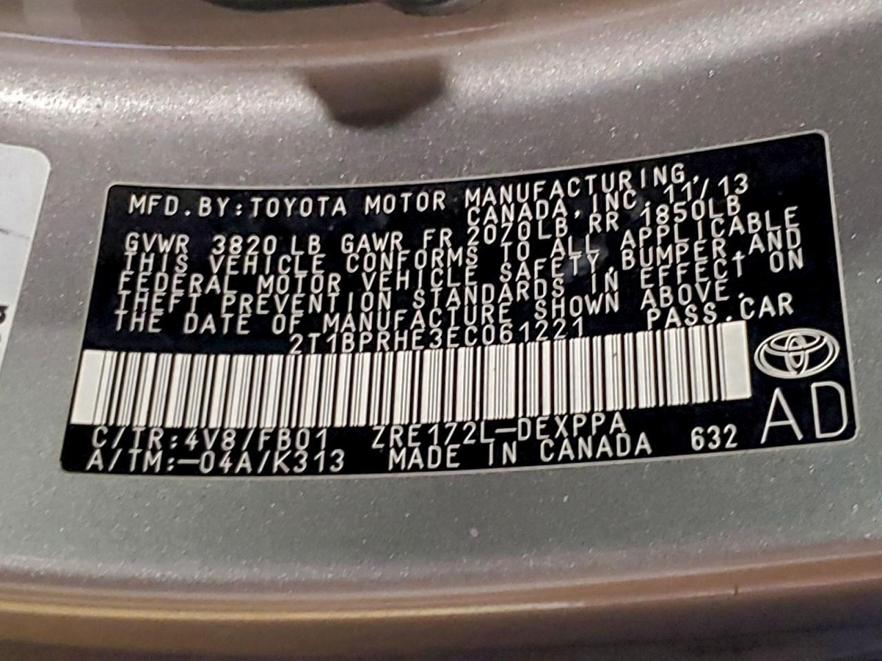2014 TOYOTA COROLLA