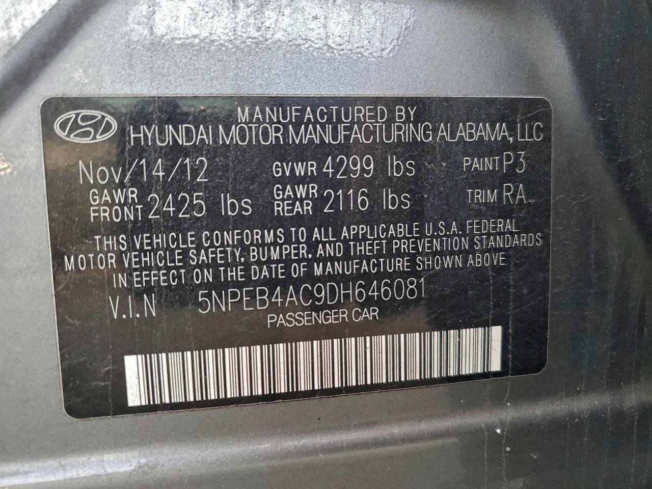 2013 HYUNDAI SONATA