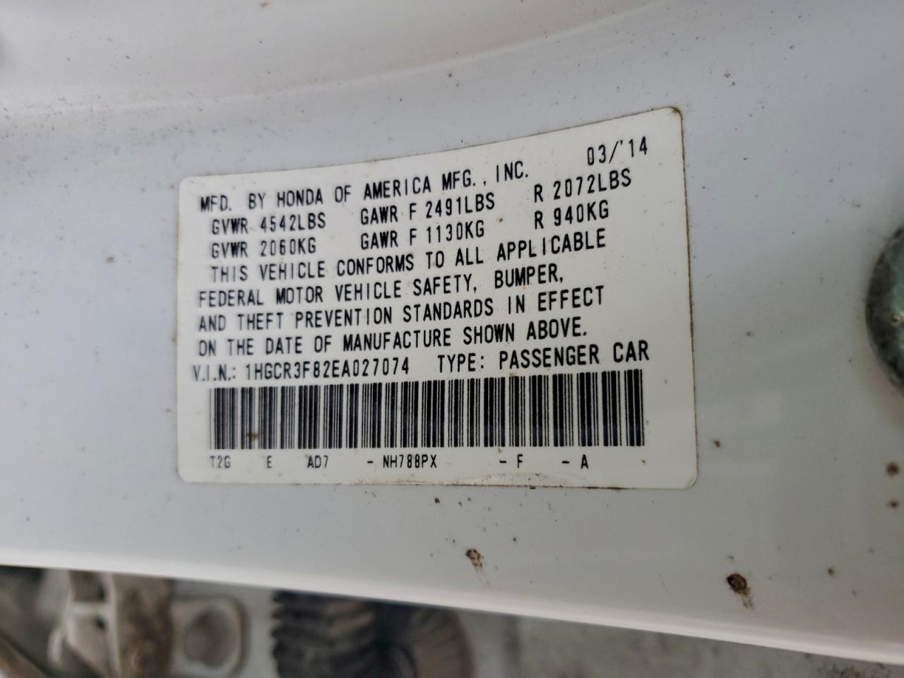 2014 HONDA ACCORD