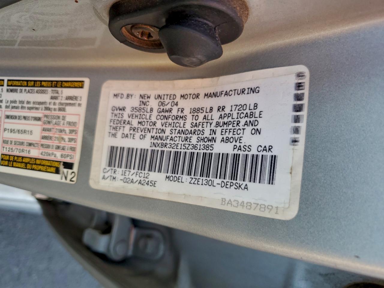 2005 TOYOTA COROLLA