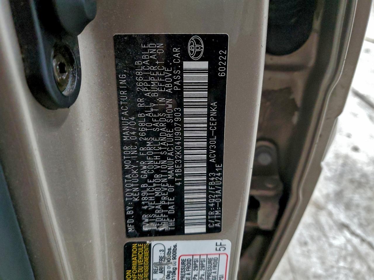 2004 TOYOTA CAMRY
