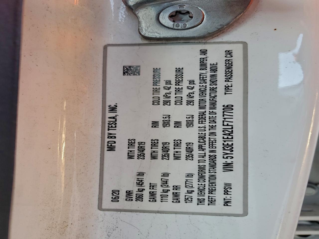 2020 TESLA MODEL 3