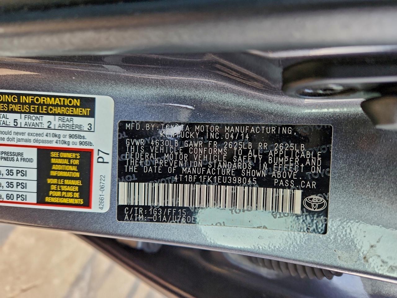 2014 TOYOTA CAMRY