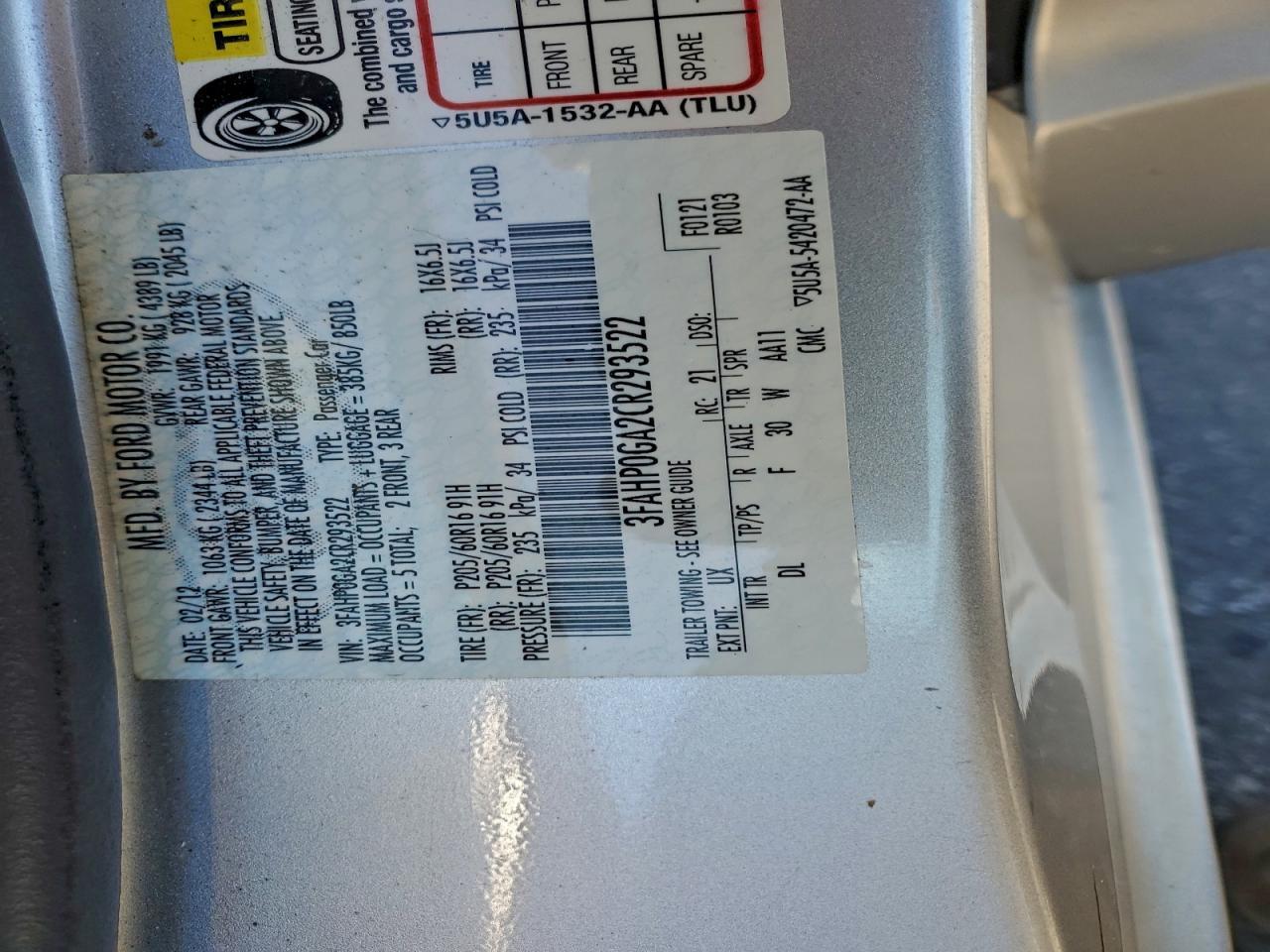 2012 FORD FUSION