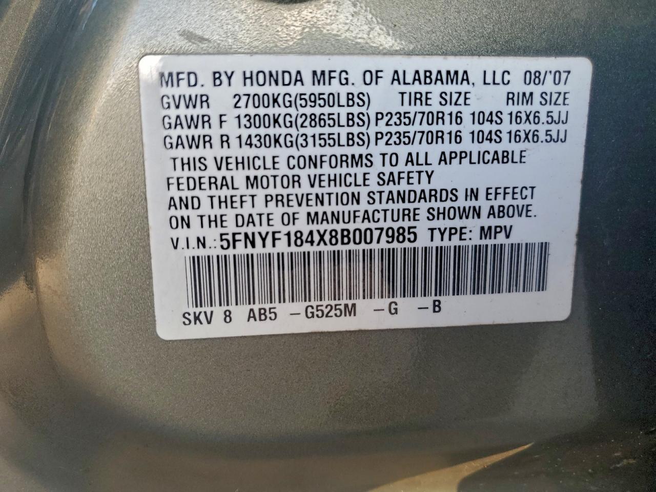 2008 HONDA PILOT