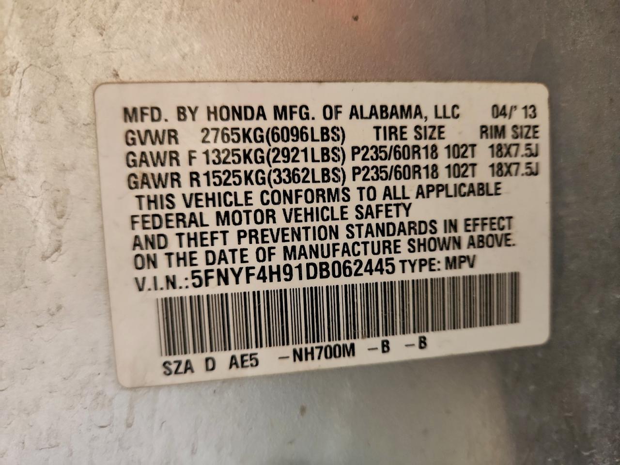 2013 HONDA PILOT